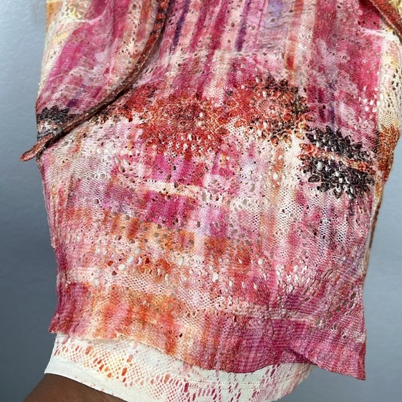 Catherines Top Womens Plus Size 1X Blouse Multicolor Boho Embellished Peasant - Picture 9 of 10